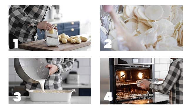 step by step procedures for preparing potatoes au gratin