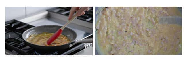 cooking an omelette in a non stick skillet