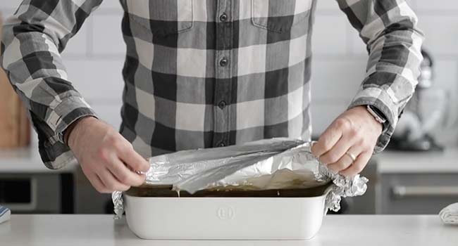removing foil from a pan