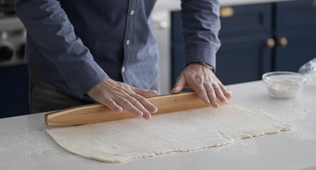 rolling out puff pastry