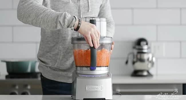 mincing mirepoix in a food processor