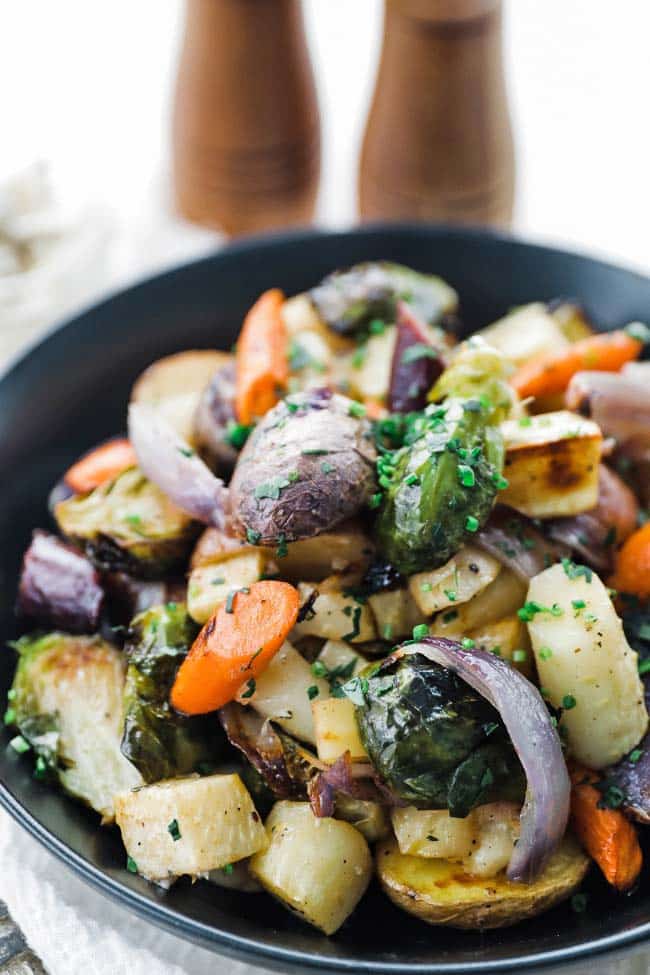 bowl of roasted root veggies 