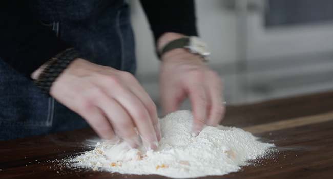 mixing flour and lemon zest