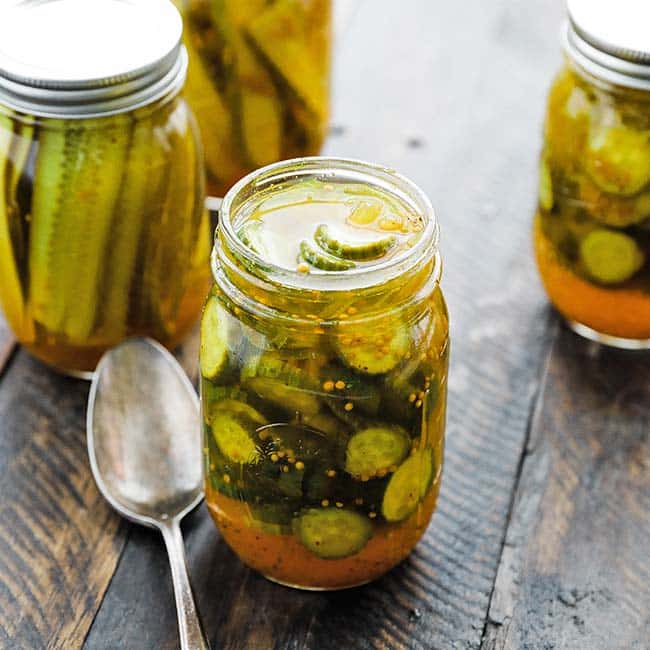 jar of pickled bread and butter pickles