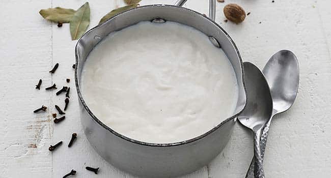 finished pot of bechamel sauce