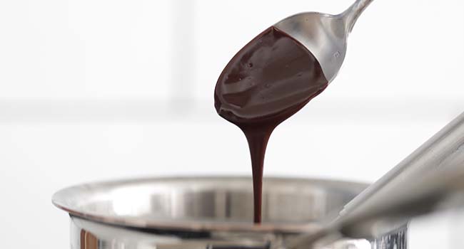 spoon full of hot chocolate sauce