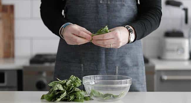 picking fresh basil leaves