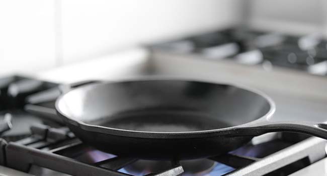heating a pan on a cooktop 