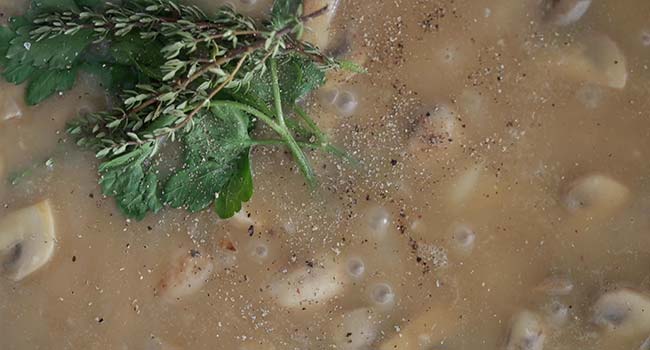 herbs in a mushroom gravy