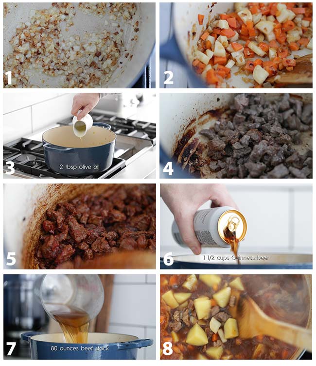 step by step procedures on how to make Irish beef stew