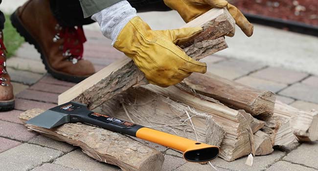 ripping the bark off of firewood