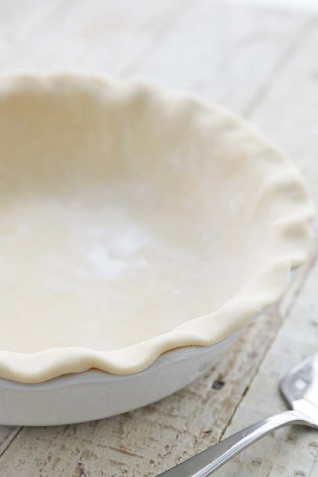 fluted pie dish with homemade pie dough