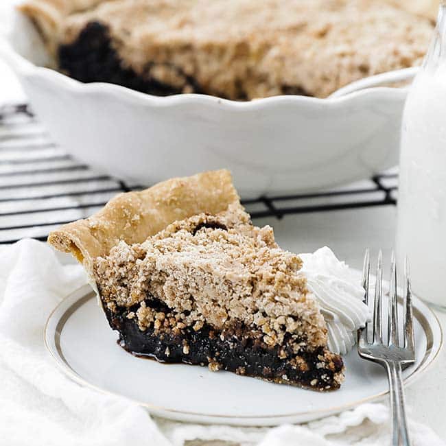 slice of shoofly pie on a plate