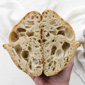 sourdough bread sliced in half