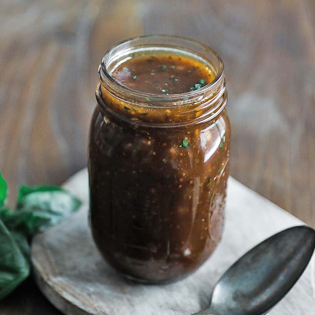 mason jar with Homemade Balsamic Vinaigrette