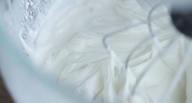 homemade whipped cream in a stand mixer