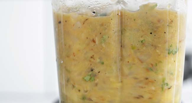 pineapple salsa blending in a blender