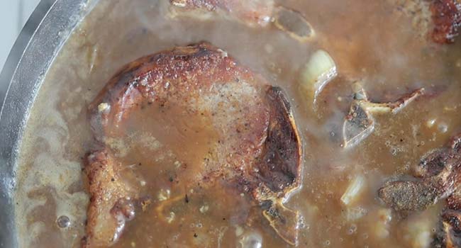 cooking pork chops in an onion gravy