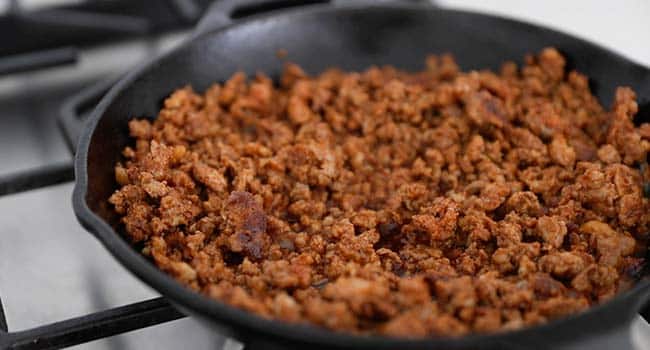 cooked chorizo in a pan