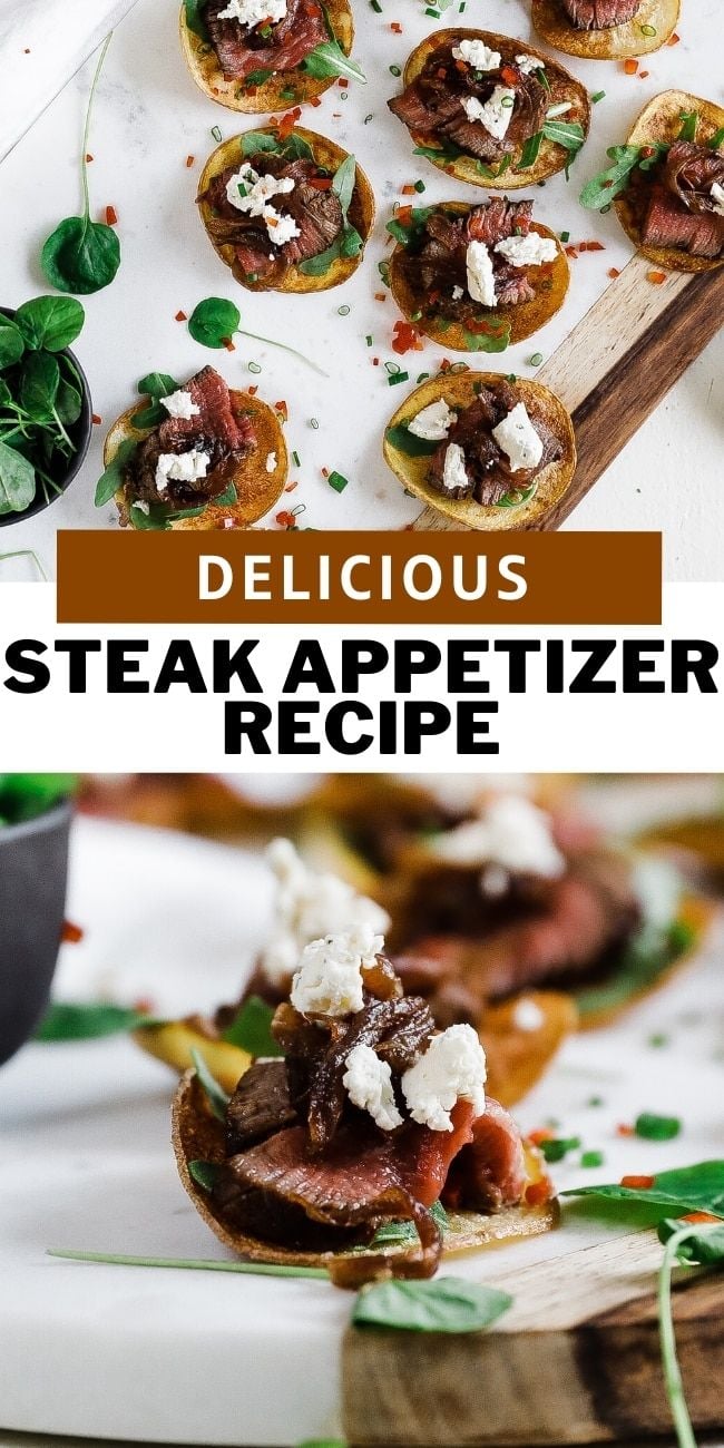 Steak Appetizer with Caramelized Onion and Boursin® Garlic & Fine Herbs