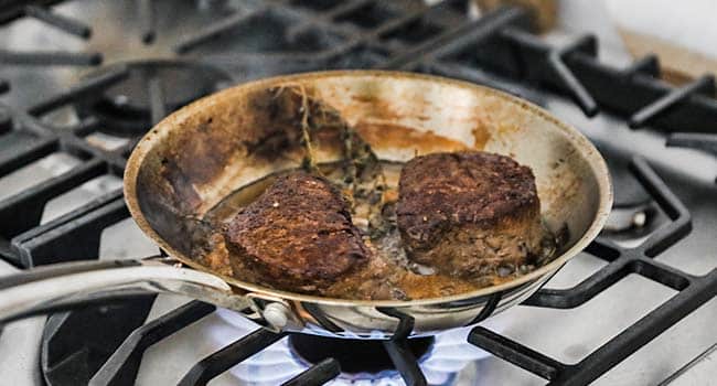 pan searing filet mignons