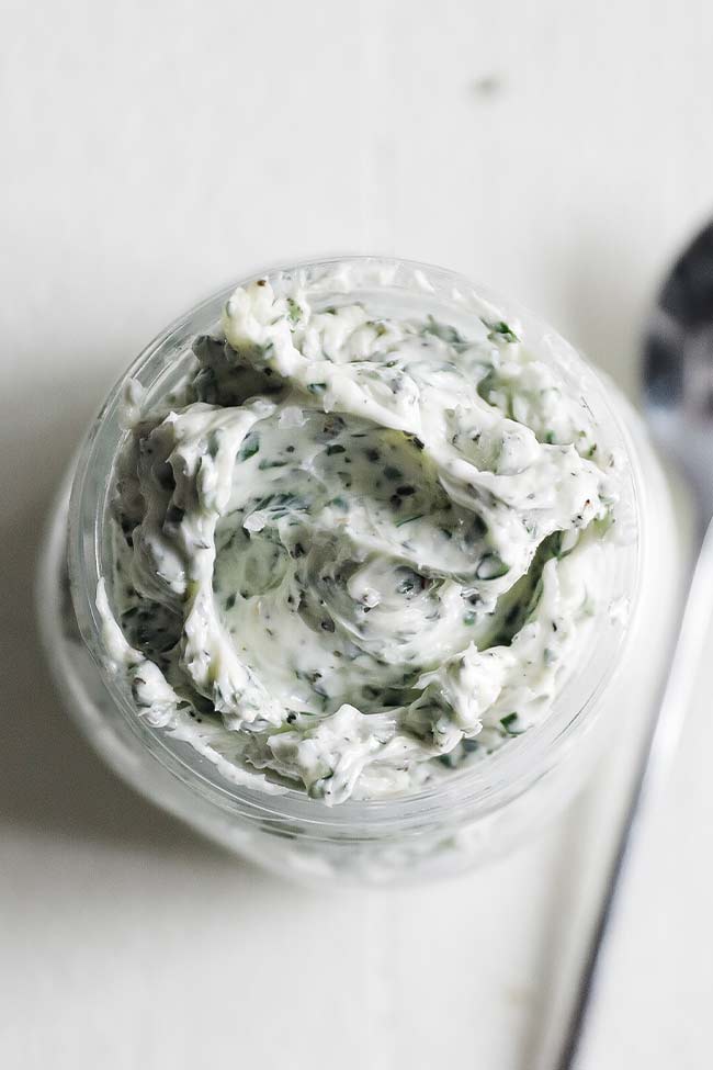 herb and garlic butter in a jar