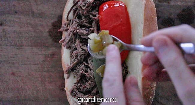 italian beef sandwich with peppers