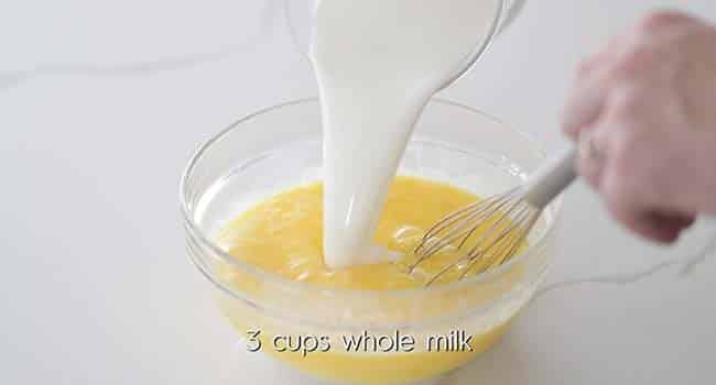 whisking together milk and eggs