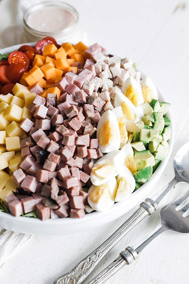 bowl of chef salad ingredients