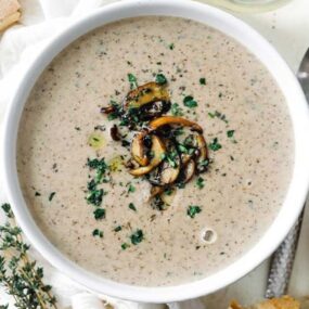 cream of mushroom soup in a bowl