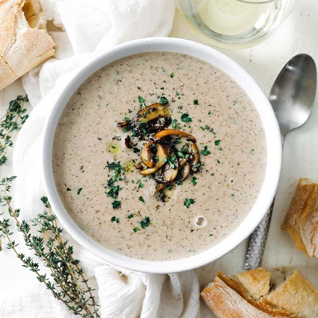 cream of mushroom soup in a bowl