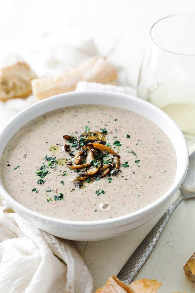 bowl of cream of mushroom sauteed mushrooms