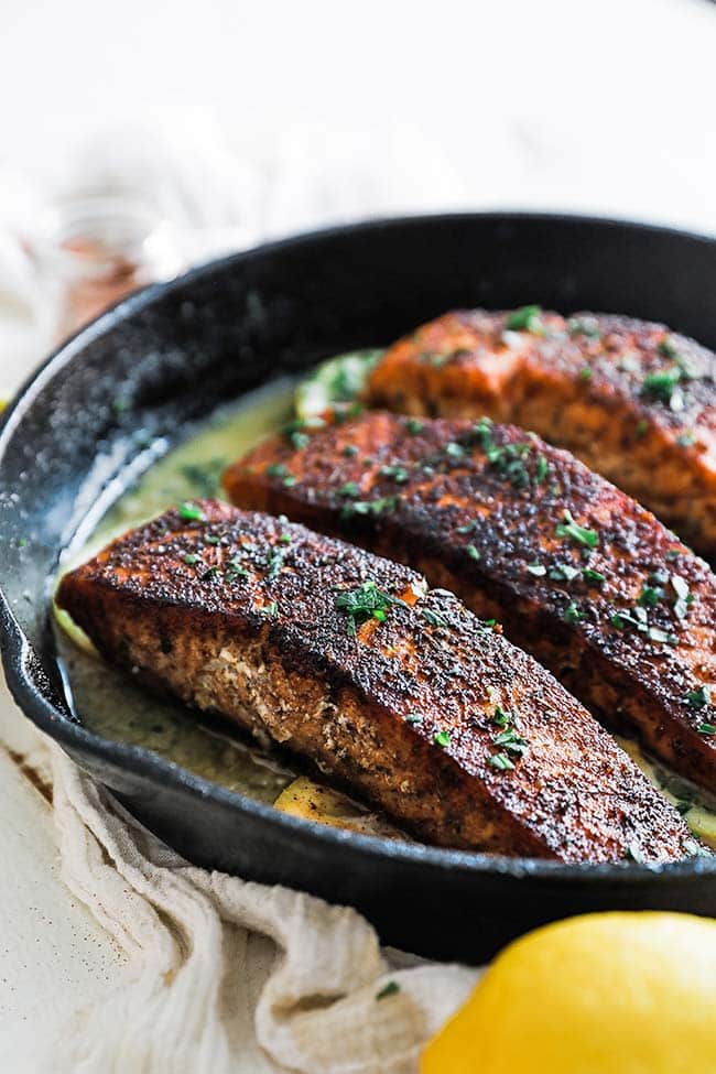 blackened salmon fillets with lemon butter