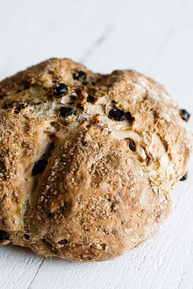 baked brown bread with raisins
