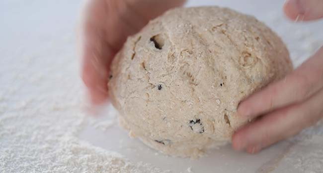 forming a dough ball from soda bread