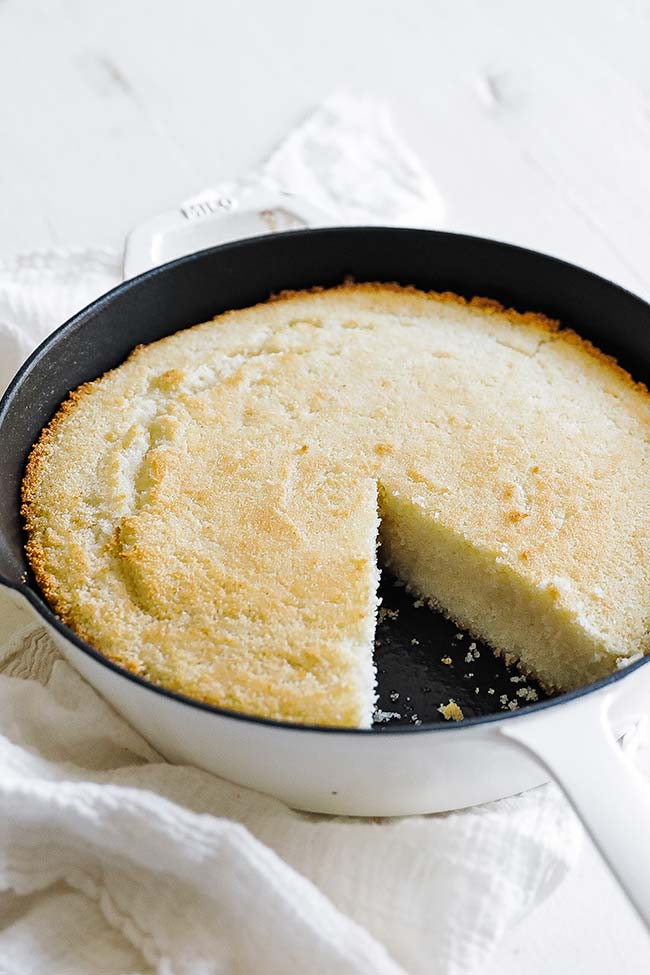 cooked southern cornbread in a skillet