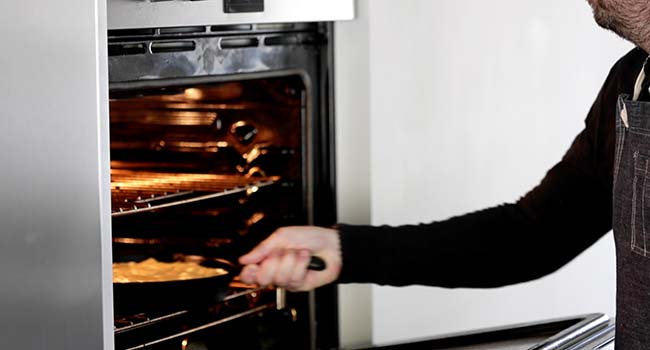 cooking cornbread in an oven