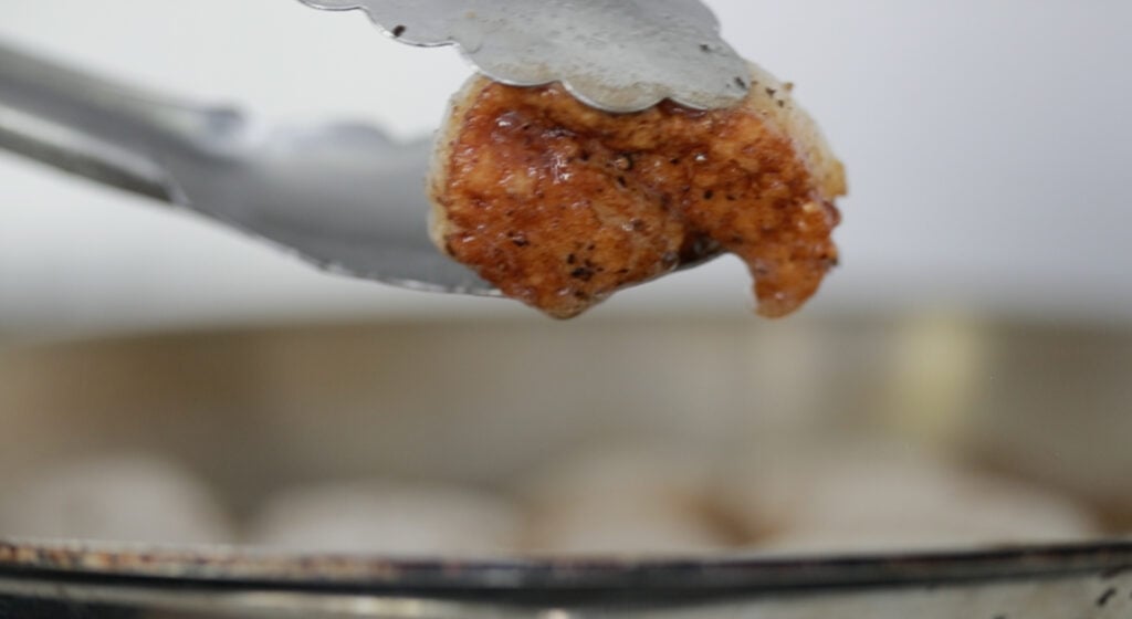 flipping scallops over