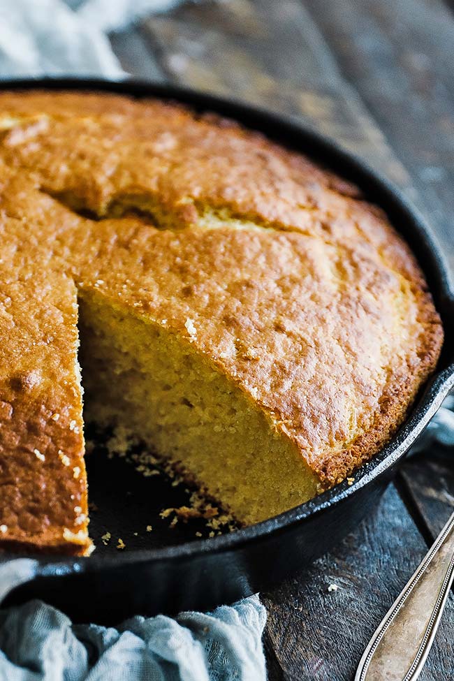 sweet easy cornbread recipe in a skillet