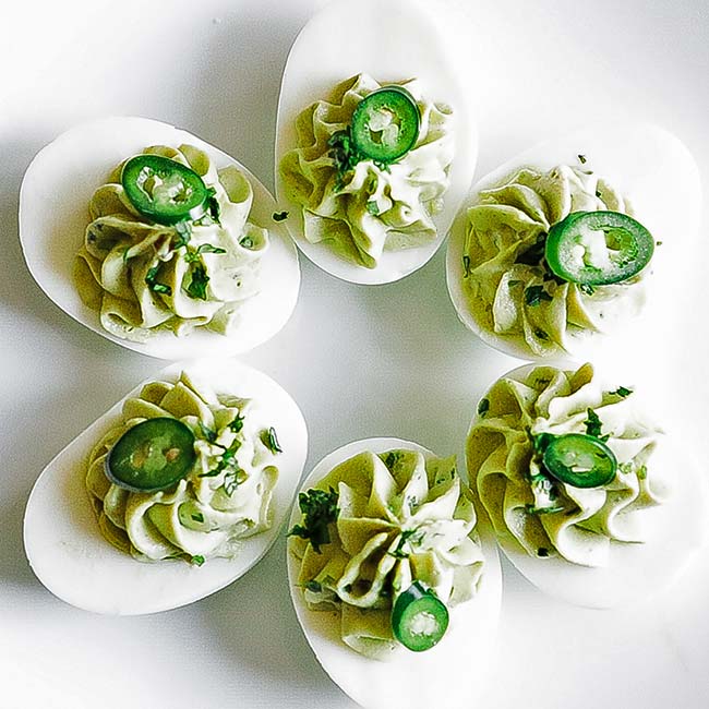 avocado deviled eggs with japaeños