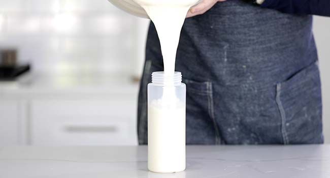 adding the batter to a squeeze bottle