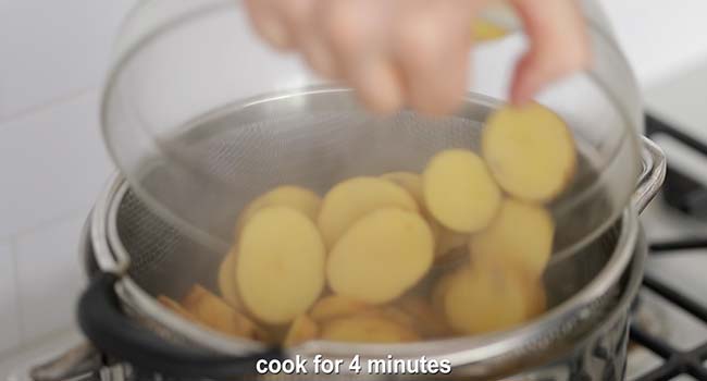 boiling sliced yukon potatoes