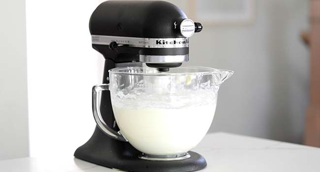 making a pound cake batter in a stand mixer