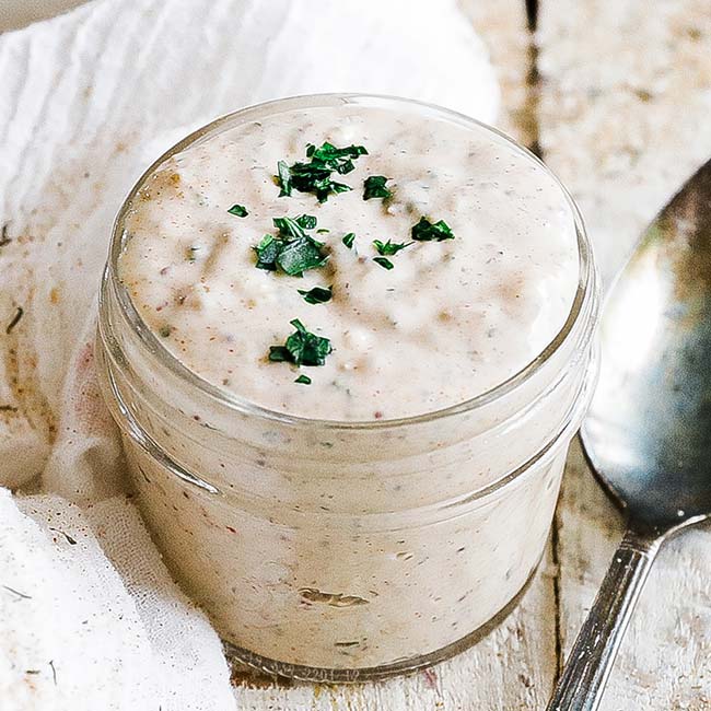 small jar of homemade cajun remoulade sauce