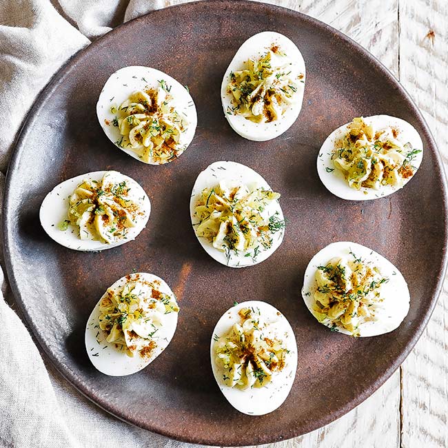 plate full of southern deviled eggs