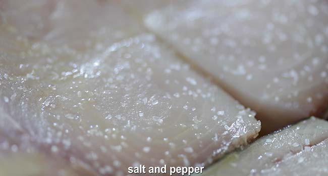 seasoning sword fish with salt and pepper