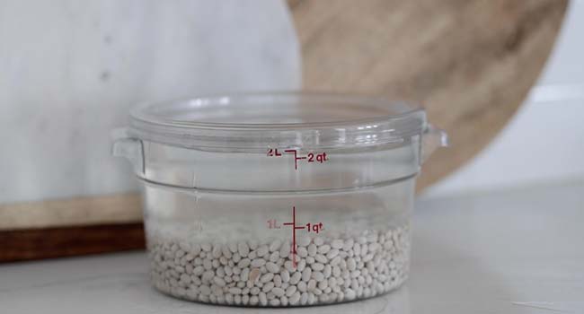 soaking beans in water in a container
