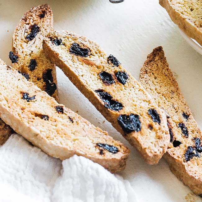 slices of cherry biscotti