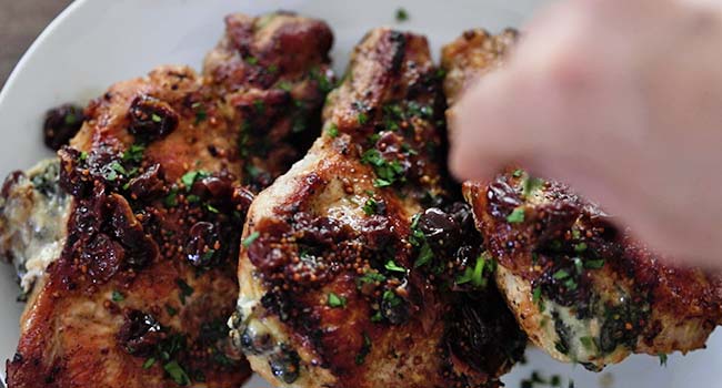 garnishing stuffed pork chops