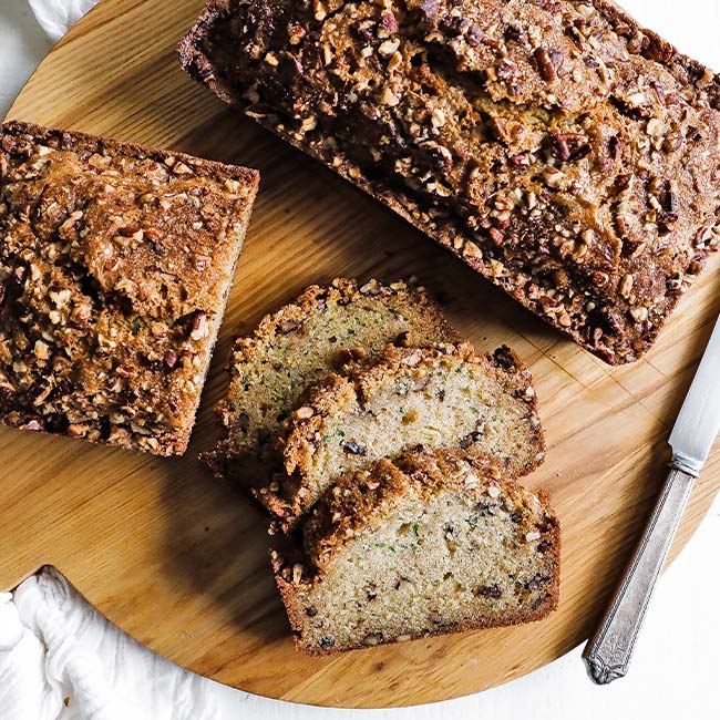 loaves and slices of zucchini bread